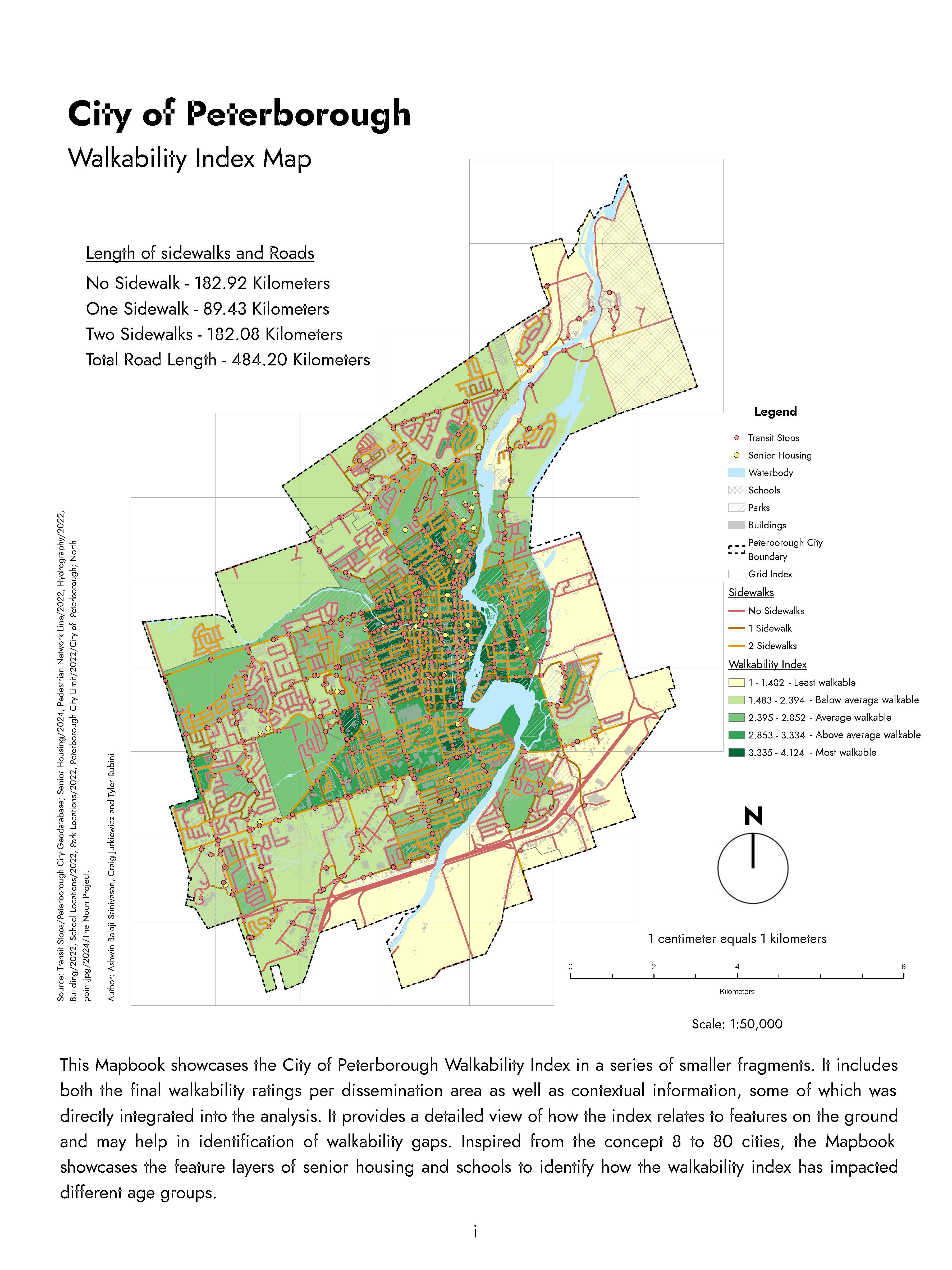 Walkability Index For The City Of City Map 